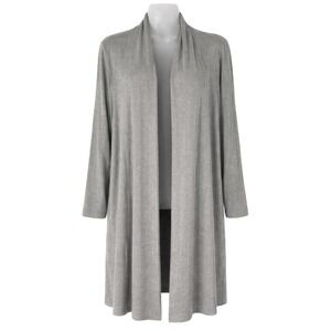 Lisa Rinna Collection Longline Open-Front Cardigan in Gray